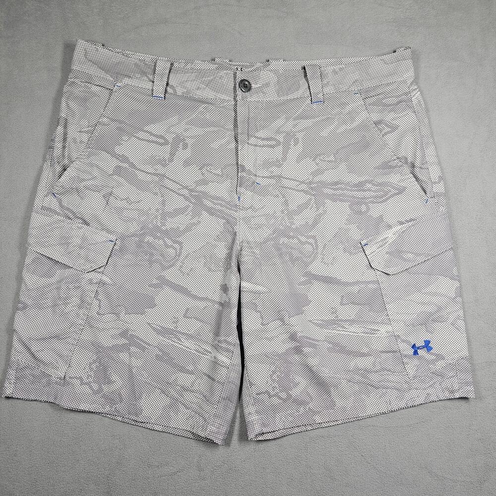 Under Armour Shorts Mens 40 Gray Camo HeatGear Loose Golf Stretch Casual Fishing